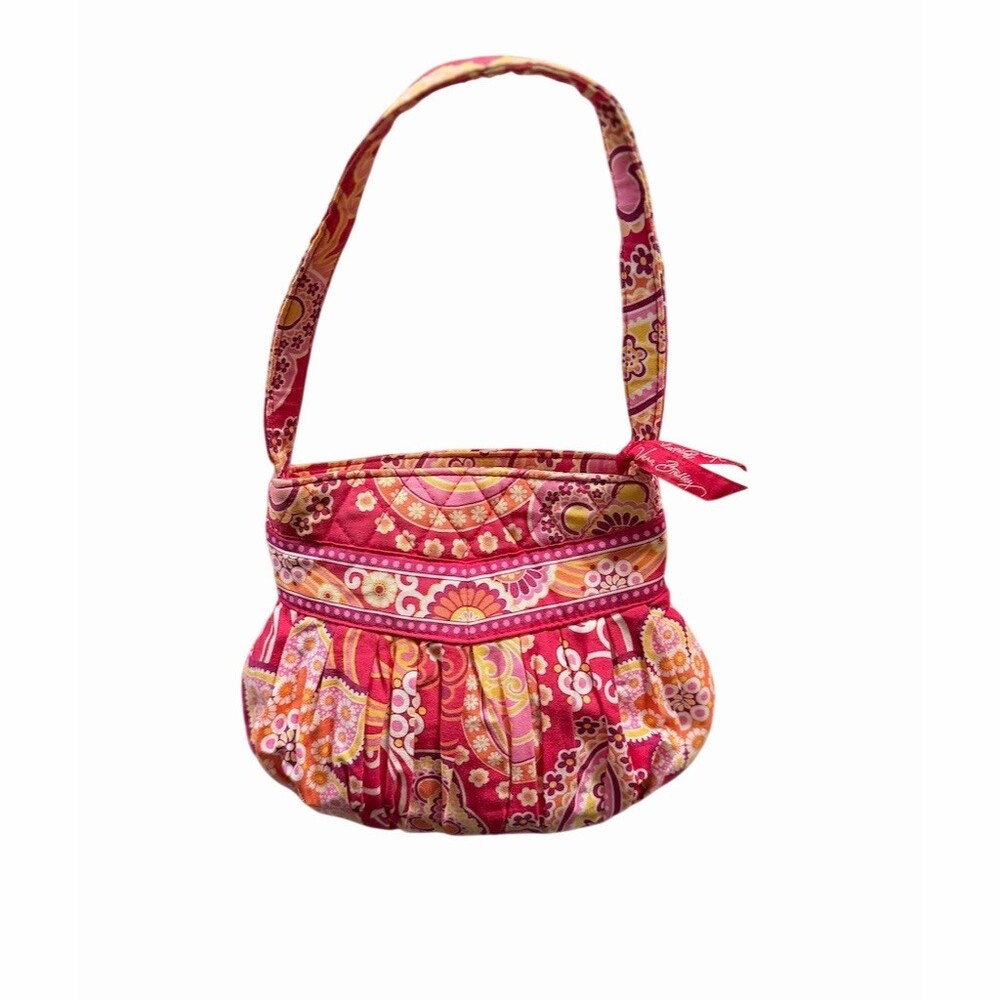 Vera Bradley Hannah Bucket Purse Shoulder Bag Raspberry Fizz Pink Paisley